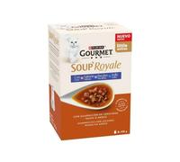 TEMU GOURMET Soup Royale Salmón, Bacalao y Solla (6×45 gr) - Alimento Húmedo para Gatos Adultos