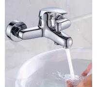 TEMU Grifo de Baño Cromado 304 - Mezclador de Agua Fría y Caliente, Montaje en Pared para Lavabo, Ducha y Bañera