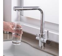 TEMU Grifo de Cocina de Latón con 2 Funciones y Pulverizador Retráctil, Instalación de Un Solo Agujero, Acabado Cromado y de Válvula de Cobre para Cocinas Modernas, Grifos para Fregaderos