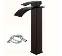 TEMU Grifo negro estilo para lavabo de baño, lavabo de encimera, grifo doméstico extendido para agua fría y caliente para lavar la cara