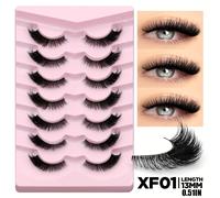 TEMU GROINNEYA 7 de pestañas tipo con banda transparente, tipo ojo de zorro, pestañas de visón sintético, pestañas de natural, maquillaje de extensiones de pestañas