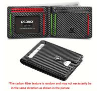 TEMU GSOIAX Delgada para Hombres con Bloqueo RFID - Portatarjetas Bifold de Fibra de Carbono y Cuero con Clip para Dinero, Ranura Ultra Delgada para Tarjetas de Crédito, Tecnología de Protección RFID