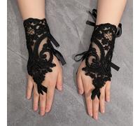 TEMU Guantes de Encaje Sin Dedos para Mujer - Bordado Floral con de Cinta en Muñeca Elástica, Accesorios para Fiestas y , a /Limpieza , Decoración Intrincada