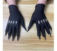 TEMU Guantes de uñas de vigilante nocturno de elasticidad, cortos y negros, para cosplay de anime de Halloween