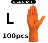 TEMU Guantes desechables de nitrilo con de diamante naranja, 100 unidades, para garaje, exteriores, de coches, limpieza, agarre antideslizante, suministros de limpieza gruesos, baño