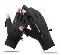 TEMU Guantes Térmicos de Invierno para Hombre, Guantes Táctiles Impermeables para Deportes al , Esquí, Running, Pesca, , Ciclismo, Guantes Antifrío con Solapa y Dos Dedos