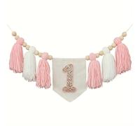 TEMU Guirnalda de borlas artesanal boho para silla , pancarta de para de baby shower