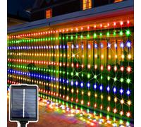 TEMU Guirnalda de luces de solares con 200 LED | Cambio de color, control con botón pulsador, plástico duradero, carga solar, multicolores, para árbol de Navidad y decoración navideña