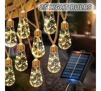 TEMU Guirnaldas de luces solares LED de 25/16/10, luces de cuerda solares, adecuadas para decoración de pared exterior, y jardín, luces decorativas solares, disponibles , y multicolor