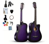 TEMU Guitarra de 38 Pulgadas con Acabado , Madera Completa en para Práctica y Presentación - , Libros Didáticos, 5 Púas + Juego Cuerdas Protector Capo Paño Limpiador Correa Afinadora