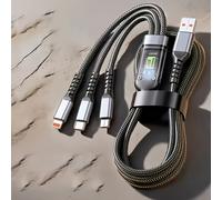 TEMU GYX Cable Cargador Multi USB con Trenzado de Nylon y Tipo-C, Micro USB para iPhone, Samsung, Xiaomi y Más - Recuperación Rápida de Potencia para Teléfonos Móviles