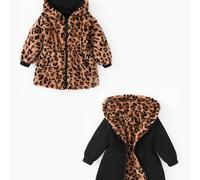 TEMU ¡Ha llegado colección de otoño e invierno de chaquetas reversibles para bebés y niños pequeños! Un un divertido estampado de leopardo, mostrando la diversión de ; el es un clásico negro sólido.