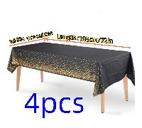 TEMU Halloween, Navidad - Juego de 4 Manteles Desechables Negros y Dorados, 183x137 cm | Cubiertas Rectangulares Plásticas con Diseño Puntos Doradas para & , ¡Material Fácil Limpieza!