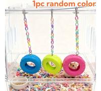 TEMU Hamaca para hámster con forma de neumático y coloridas cadenas acrílicas - Columpio duradero para jaula y juguete de escalada para hámsters, ratones, ardillas - Diseño desmontable, no necesita