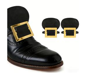 TEMU Hebillas doradas para zapatos, ideales para disfraces, perfectas para atuendos y de peregrino, con un diseño histórico en Inglaterra , completas con una correa elástica para un fácil uso