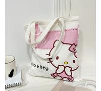 TEMU Hello Kitty 2026 Bolso de Lona | Lindo Bolso de de Dibujos Animados de Gran Capacidad para Mujer, y Adorno de , de Rayas, Marca Sanrio