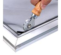 TEMU Herramienta de Rodillo de Espiga Portátil Duradera con Mango de Madera y Ruedas de Acero - para Instalaciones de Puertas de Ventana y de Mosquitera, Aplicación Fácil de Pegamento