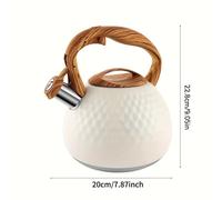 TEMU Hervidor de Acero Inoxidable de 3L con Silbato - con Mango de Madera, para Café y Té, Compatible con Estufas Eléctricas y de Gas