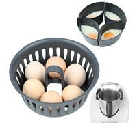 TEMU Hervidor de Huevos con Rejilla para Huevos y Cesta para Hervir | Compatible con , TM5, TM6, Cocina 4 Huevos Escalfados y 6 Huevos Hervidos, Plástico, , 17*17*7 cm