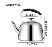 TEMU Hervidor de Té de Acero Inoxidable con Silbato - Acabado Espejo, Mango Plegable, Hervor Rápido, Capacidad de 2L-7L para Uso Doméstico y Restaurante