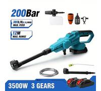 TEMU Hidrolimpiadora inalámbrica de presión con 3500W de potencia y 200BAR de presión, diseñada para uso en jardín, compatible con baterías Makita de 18V.