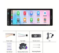 TEMU Hikity 1DIN Reproductor de Coche y Auto MP5 con Pantalla Táctil HD de 6.86", Estéreo para Coche, Radio FM y Soporte para TF/USB y Cámara de Visión Trasera.