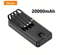 TEMU Hinne 10000/20000Mah Power Bank, Cable USB Tipo-C 4 en 1 Incorporado, Cargador Universal Multi-, Batería Recargable de Polímero de Litio, Cargador Portátil de Emergencia