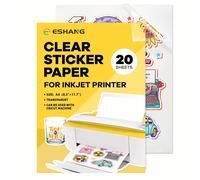 TEMU Hoja de Vinilo para Pegatinas A4, 20 Hojas para Impresora de Inyección de Tinta, 100% Transparente y No Impermeable, Papel Autoadhesivo para Calcomanías 8.3"x11.7