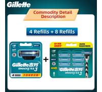 TEMU Hojas de afeitar Gillette MACH3, 12 recambios de hojas de afeitar, hojas de afeitar de 3 capas, hojas de afeitar para hombre, cabezales de repuesto para maquinilla de afeitar manual