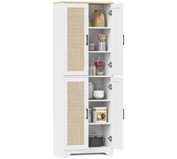 TEMU HOMCOM Alacena de Cocina Aparador de Cocina Mueble Auxiliar de Cocina con Estantes Ajustables Puertas de Ratán y Anti-vuelco 60x30x170 cm