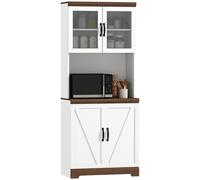 TEMU HOMCOM Alacena de Cocina Mueble Auxiliar de Cocina Aparador con de Vidrio Estantes Ajustables y Compartimentos Abiertos 72x40x178 cm