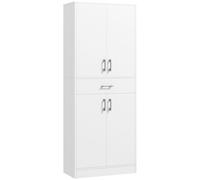 TEMU HOMCOM Alacena de Cocina Mueble de Cocina con 4 Puertas 1 Cajon y Estantes Ajustables Antivuelco Armario de Cocina Moderno para Comedor Salon 70, 8x34x180 cm y Plata