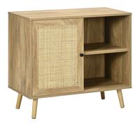 TEMU HOMCOM Aparador de Cocina Buffet de Salon Mueble Auxiliar de Cocina con Puerta de Ratan y 2 Estantes de Almacenaje para Comedor 80x39x70 cm Natural