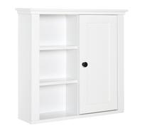 TEMU HOMCOM Armario de Baño de Pared Multifuncional Gabinete para de Niveles Abiertos 1 Puerta Estante Ajustable Antivuelco 53x14.5x50.5 cm