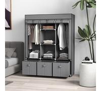 TEMU HOMCOM Armario de tela que ahorra , vestidor plegable con estantes y cajones, puertas con cremallera y plegables, 125x43x162.5cm,