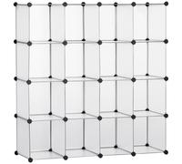 TEMU HOMCOM Armario Modular de Plastico Zapatero Organizador con 16 Cubos de 30x30x30cm para Entrada Pasillo Dormitorio 125x32x125 cm Transparente