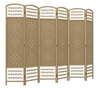 TEMU HOMCOM Biombo Separador de Ambientes de 6 Paneles 240x170 cm Divisor de Habitación Plegable de Cuerda de Papel y de Madera Decoración para Dormitorio Salón Natural
