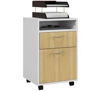 TEMU HOMCOM Cajonera de Oficina Móvil con Cajón y Gabinete Mueble Archivador con Ruedas Soporte de Impresora para Estudio 40x35x60 cm Natural y
