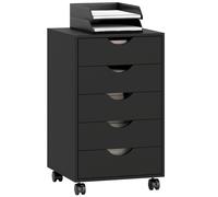 TEMU HOMCOM Cajonera Escritorio con Ruedas, Cajonera Oficina con 5 Cajones, Archivador Móvil, para Estudio, Salón, 40x40x67 cm, Negro