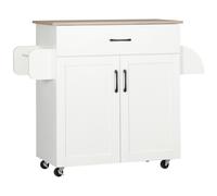 TEMU HOMCOM Carro de Cocina con 1 Cajon Toallero y Especiero Carrito Auxiliar con Ruedas para Comedor Salon Bar Carga 80 kg 105x36x85 cm