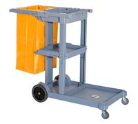 TEMU HOMCOM Carro de Limpieza con Bolsa 100L Profesional y Multifuncional para Colectividades Hotel Bandejas y 1 Plataforma 121x50, 5x96, 5 cm