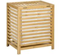 TEMU HOMCOM Cesto para Ropa Sucia de Bambu Capacidad de 55L Cesta para la con 2 y Bolsa Extraible Forma de Rectangular 50x36x60 cm Natural
