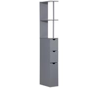 TEMU HOMCOM Columna Auxiliar de Baño Moderno Armario de Baño Mueble Auxiliar de Baño con 2 Estantes 2 Cajones y 1 Puerta Antivuelco 15x33x136, 5 cm