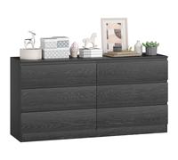TEMU HOMCOM Cómoda 6 Cajones, Cómoda Dormitorio, Cajonera para Salón, Oficina, Estilo Moderno, 140x40x71 cm, Negro