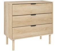 TEMU HOMCOM Cómoda Cajones Cómoda de Dormitorio Estilo Nórdico con Anti-vuelco con Paneles Acanalados y Tiradores Metálicos Cajonera para Salón Pasillo 80x40x77, 5 cm