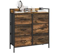 TEMU HOMCOM Cómoda con 6 Cajones Plegables, Cajonera de Tela con Estructura de Acero, Estilo Industrial, Cómoda para Dormitorio, Pasillo, Marrón