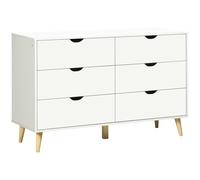 TEMU HOMCOM con 6 Cajones Cajonera de Armario Mueble Organizador con Cajones para Cocina Dormitorio Salon Estudio Estilo Moderno Antivuelco 120x40x76 cm