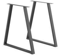 TEMU HOMCOM Conjunto de 2 Patas para Mesa Industrial 70x5x72 cm Patas de Muebles de Acero para Soporte con Base de Protectoras y Tornillos Negro