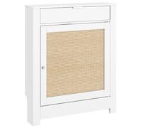 TEMU HOMCOM Cubre Radiadores con Puerta Abatible y Ratán, Cubreradiador de MDF, Cubierta para Radiador, Compartimento, Diseño Bohemio, para Salón, Dormitorio,