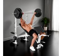 TEMU HOMCOM de Musculación Multifuncional Inclinable, de Pesas, Press Banca con Soporte para Barra Ajustable, Extensión de Piernas, Curl de , , Entrenamiento en Casa, Gimnasio